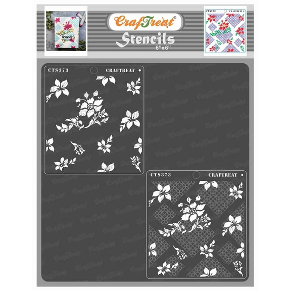 CrafTreat 2 Step Layered Fusion Flower Stencil for Painting - 2 Pcs - 6"x6" Each