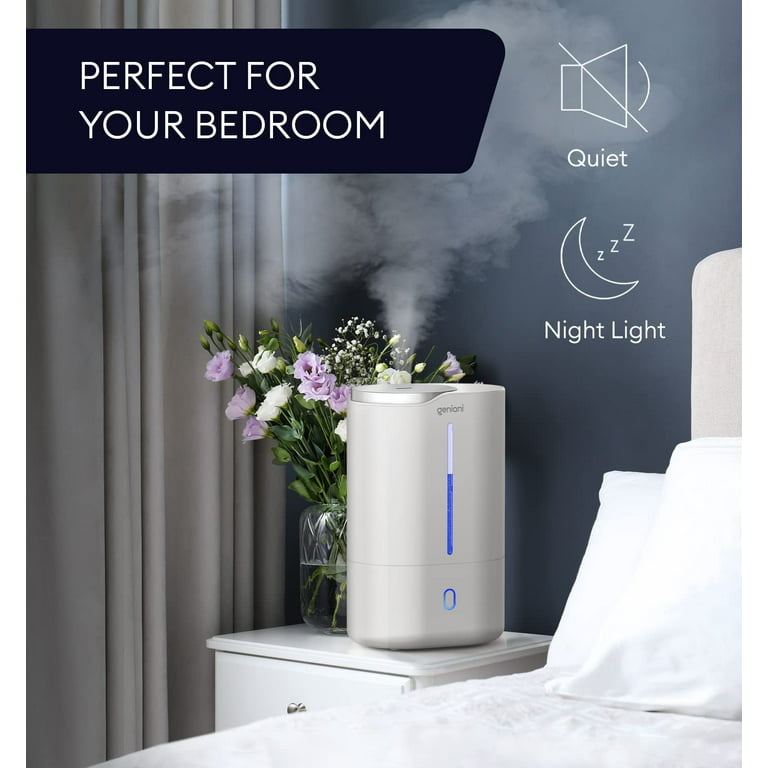 GENIANI Mini Cool Mist Humidifiers for Bedroom - Small Car Humidifier,  250ml (Gray) 