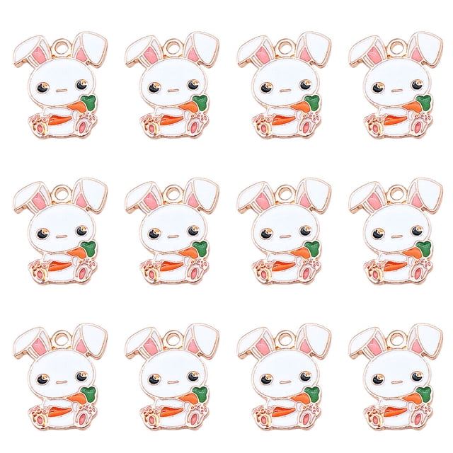 20pcs Jewelry Making Bunny Charms Rabbit Easter Charms Rabbit Enamel Charms