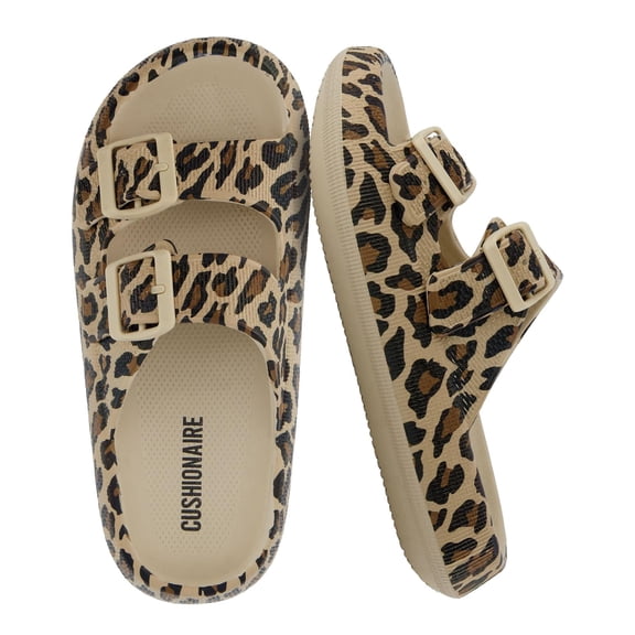 Cushionaire Fame Pillow Recovery Sandals for Women, Adjustable Double Buckle Waterproof EVA Cloud Slides for Women