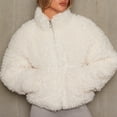 thumbnail image 4 of Women'S Short Coat Casual Jacket with Pockets Warm Winter Zip-Up Outwear Cream White S, 4 of 7