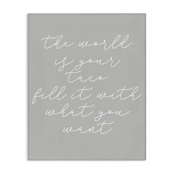 Stupell Industries World Is Your Taco Text & Numbers Painting Wrapped Canvas Art Print Wall Art, 16 x 20