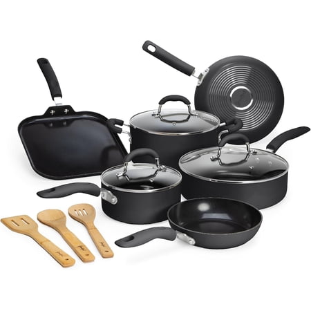 12-Piece Ceramic Nonstick Pots and Pans Set, Premium Ceramic Coating, Free of PFOA, PTFE and PFAS, Dishwasher Safe, Charcoal Gray