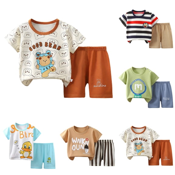 Nwiuh Toddler Newborn Baby Boy Outfit Short Sleeve Tops Pants Clothes Set Infant Boys Summer Winter 2PCS(Black, 18-24 Months)