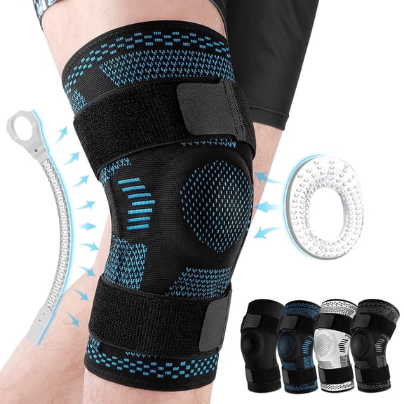 NEENCA Knee Brace for Knee Pain Relief, Compression Knee Sleeves with Patella Gel Pad & Side Stabilizers,Support for Arthritis, Meniscus Tear, Men Women,Blue-S