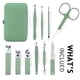 thumbnail image 2 of HANTEKAS Set de manicura 10 en 1 de acero inoxidable, cortaúñas, tijeras, kit de herramientas de pedicura, kit de aseo de viaje portátil para hombres y mujeres con estuche de cuero (verde jade), 2 of 5