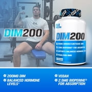 Evlution Nutrition DIM Supplement for Men 60ct - Advanced Diindolylmethane DIM 200mg Estrogen Blocker for Men with BioPerine for Enhanced Absorption