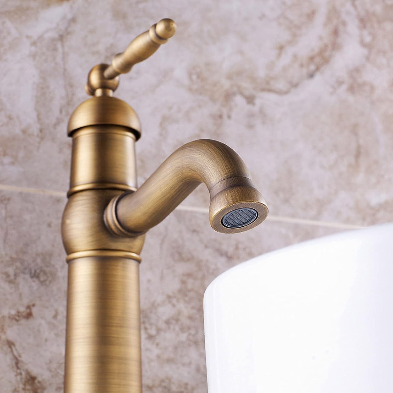 Vintage Bathroom Faucet, 360 Swivel Spout Antique Brass, Cold Hot Mixer Vintage Vanity Tap, Single Handle 1 Hole Bathroom Sink Faucet, Black B
