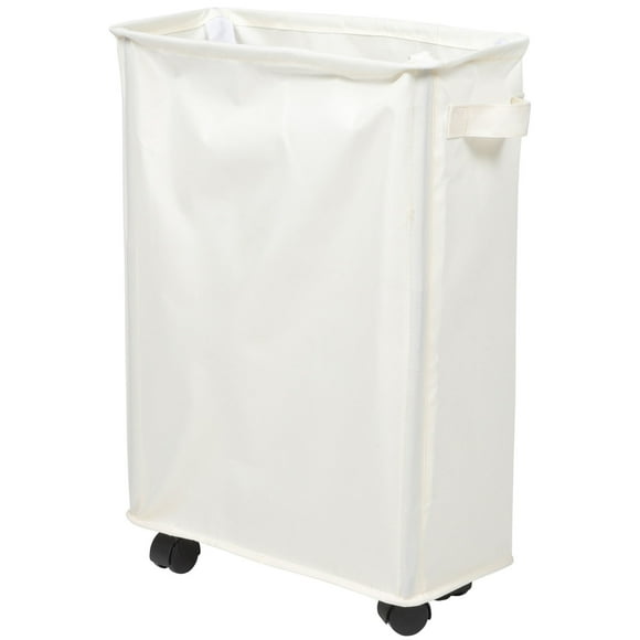 SHOWERORO Oxford Cloth Laundry Basket with Wheels and Handle Slim Design for Bathroom and Dorm Storage