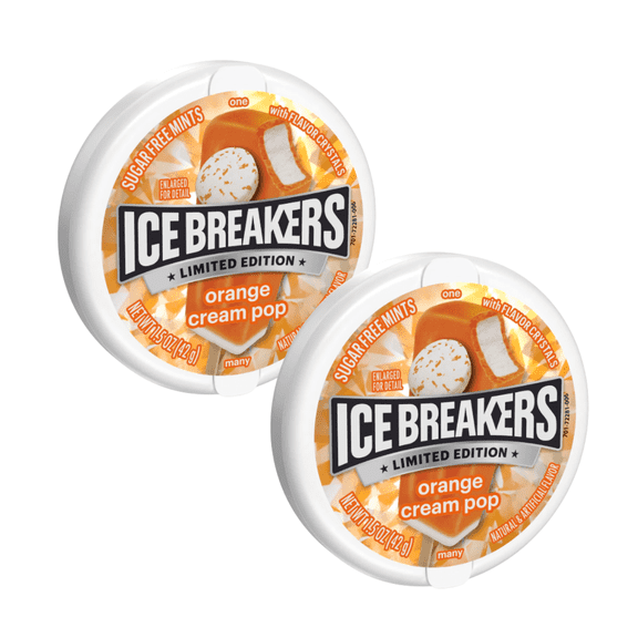 Ice Breakers Orange Cream Pop Sugar Free Mints, Tin 1.5 oz - Pack of 2
