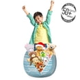 thumbnail image 3 of Aztec Storage Toy Bag Chair, Horizontal Chevron Inspired Motifs and Strips Zigzags and Traditional Vibes, Stuffed Animal Organizer Washable Bag, Large Size, Sea Blue and White, by Ambesonne, 3 of 3