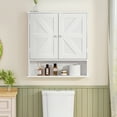 thumbnail image 3 of Bathroom Wall Cabinet, Bathroom Cabinet with Barn Doors & Adjustable Shelf, Farmhouse Medicine Cabinet for Bathroom, Laundry Room, White, 3 of 7