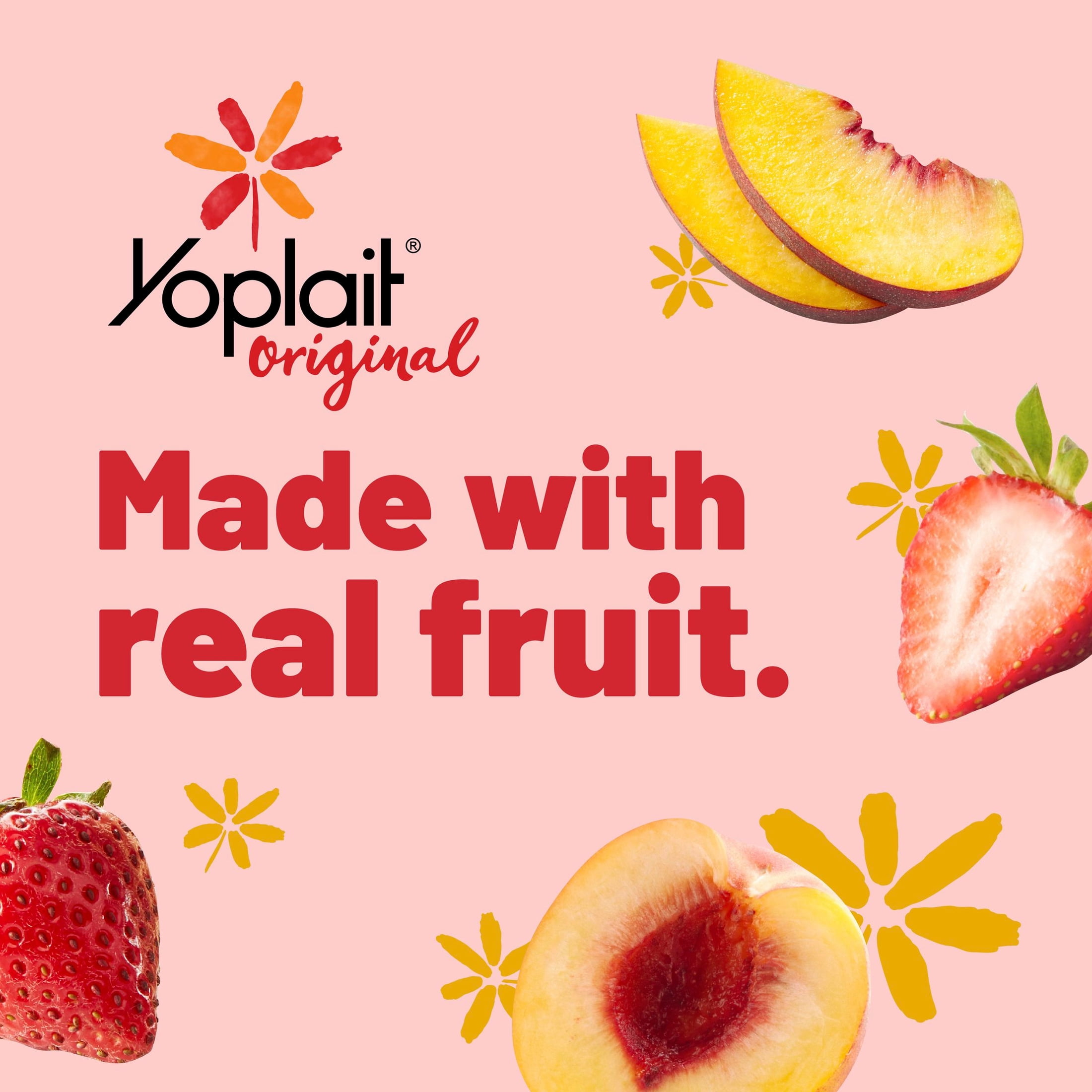 Yoplait Original Low Fat Yogurt Variety Pack, Made with Real Fruit, 8 Yogurt Cups, 48 oz