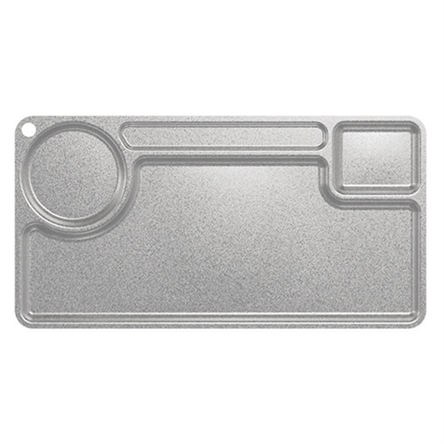 Plateau Vintage en Acier Inoxydable pour Boissons, Thé, Dessert, 4 Compartiments