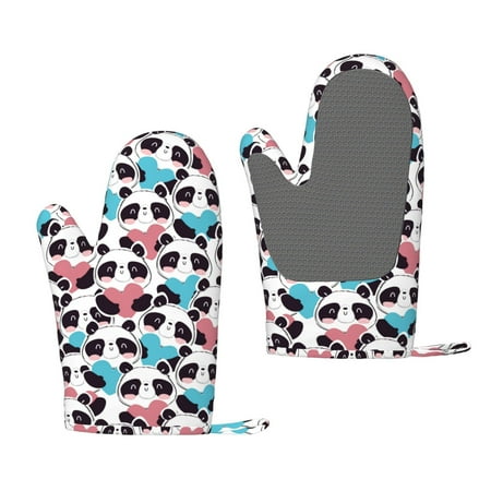 

Lafuoo Heart Panda Pattern Silicone Anti-Scalding Gloves Hanging Rope Gloves are Suitable for Kitchen Utensils for Kitchen Baking Cooking Outdoor Barbecue