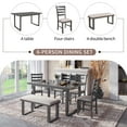 thumbnail image 3 of Euroco 6-Pieces Family Furniture Set, Solid Wood Dining Room Set with Rectangular Table,4 Chairs & Bench,Modern Kitchen Table Set for 6, 3 of 7