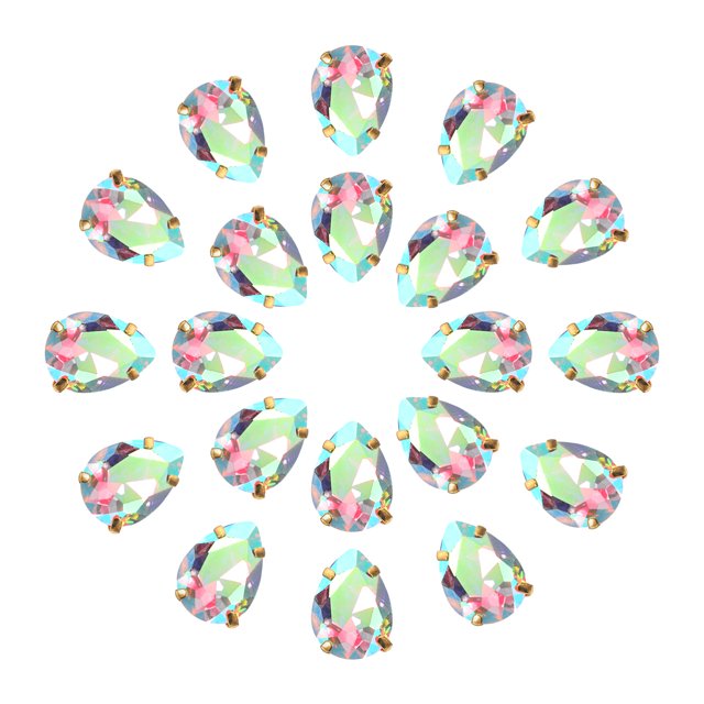 Unique Bargains 20Pack Teardrop Sew on Rhinestone - 18x13mm Glass Teardrop Crystal Rhinestones in Gold Prong Setting (AB Color)
