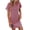Deep Rose, variant on Women's Ribbed Striped Short Sleeve Mini Tee Dress 65% rayon 35% polyester Opaque Pocketed Moderate Stretch Comfort