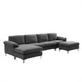 thumbnail image 4 of Convertible Sectional Sofa with Movable Ottaman, Modern Upholstered Accent Sofa with Arm-Pillows and Padded Back U-Shape Sectional Couch for Living Room Bedroom Apartment, Dark Grey, 4 of 6
