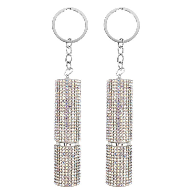2 atomizadores de perfume con llavero: minibotellas de perfume portátiles recargables con diamantes de imitación para viaje, contenedor cosmético de cristal de 5 ml.
