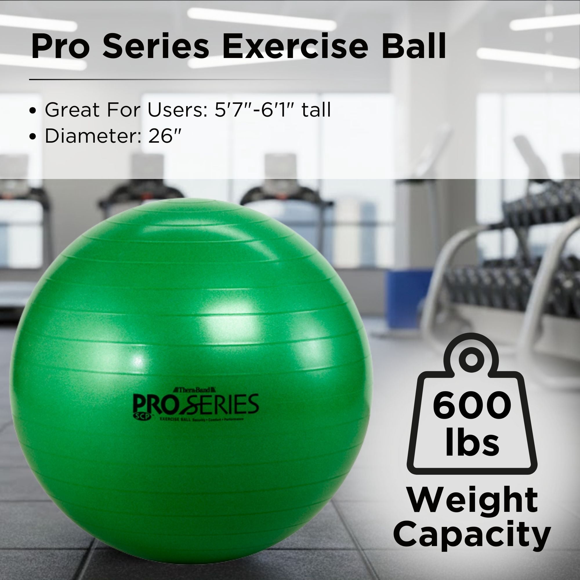 THERABAND Pro Series Stability Ball, 65 cm, Green, 1 Pack