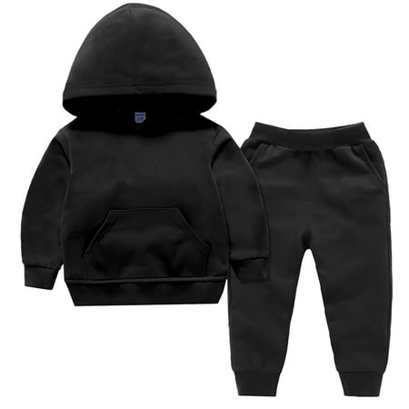 

CONYUMN Christmas 2Pcs Jogger Outfits Set Baby Girls Boys Hooded Sweatshirt + Sweatpants Boys Girls Athletic Sweatsuits Pullover Sportwear Outfits Deals (Black 130)