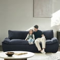 thumbnail image 4 of 90" Modern 3-Seater Sofa for Living Room Comfy Compact Apartment Couch with Removable Cushion, No Assembly Required, Navy, 4 of 10