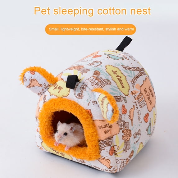 Dengjunhu Hamster Bed Comfortable Large Space Thicken Plush Semi-enclosed Cave Bed Pet Nest Small Animal Supplies