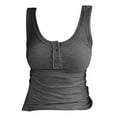 thumbnail image 5 of Ruyang Button Women Sleeveless Top Casual Round Knit Shirt Vest Neck Solid Splice Women's Tanks & 2xl, 5 of 5
