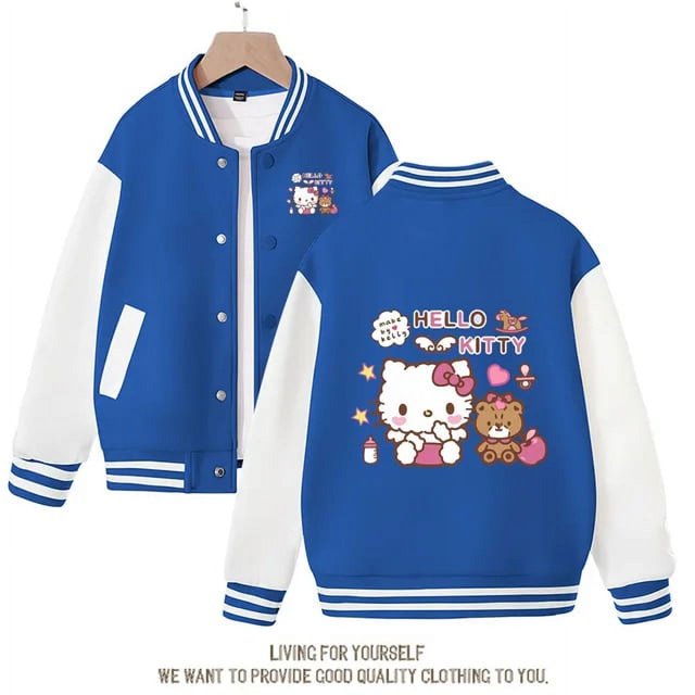 Sanrio Hello Kitty Cinnamoroll Jacket Kuromi Overcoat Woman Jacket Spring Autumn Kids Loose Sports Baseball Uniform Clothes Gift