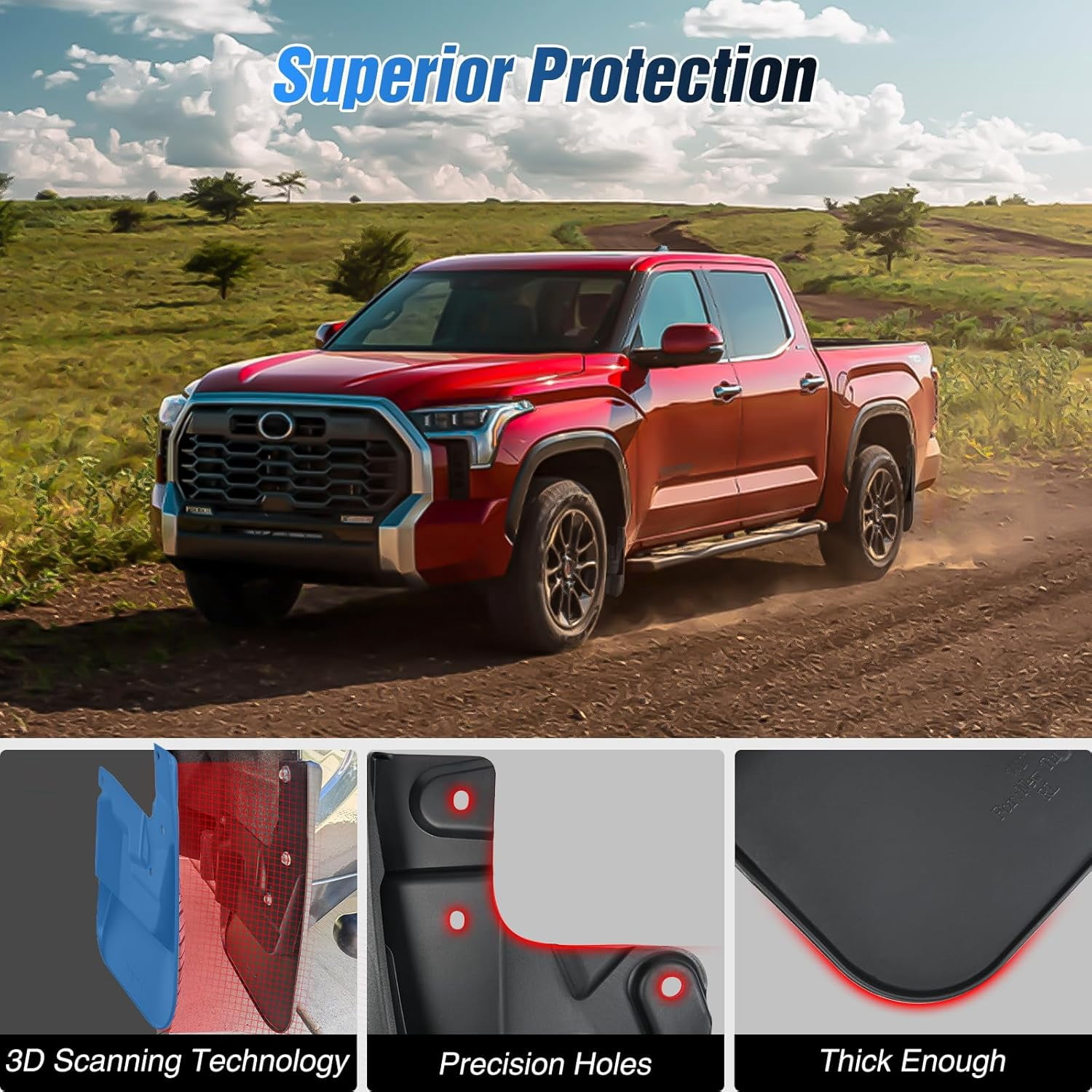 Nilight Mud Flaps for Toyota Tundra 2022 2023 2024 2025, No Drilling Precision Fit Exterior Accessories Heavy-Duty Splash Guards Protection, Front & Rear Set
