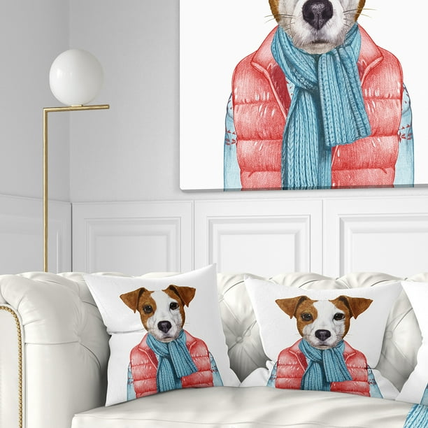 Designart Funny Jack Russell in Formal Suit - Animal Throw Pillow - 16x16 - Designart Funny Jack Russell in Formal Suit - Animal Throw Pillow - 16x16 -