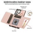 thumbnail image 6 of Wallet Case for Samsung Galaxy S23 Ultra, Detachable Crossbody Case Ring Wallet with Card Holder Lens Protective Film, Folio PU Leather Phone Cover Strap Lanyard for Galaxy S23 Ultra Case, Rosegold, 6 of 8