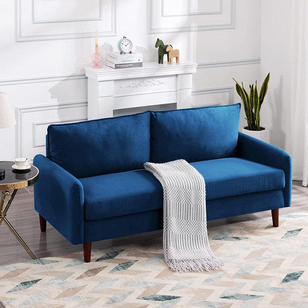 Small Sofa Mini Couch Loveseat Blue Couch Sofa 2 Seater Contemporary