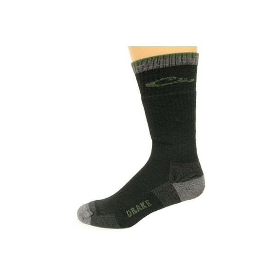Drake Year-Rounder Merino Wool Blend Socks, Black, Lrg (W 9-12 / M 9-13), 1 Pair
