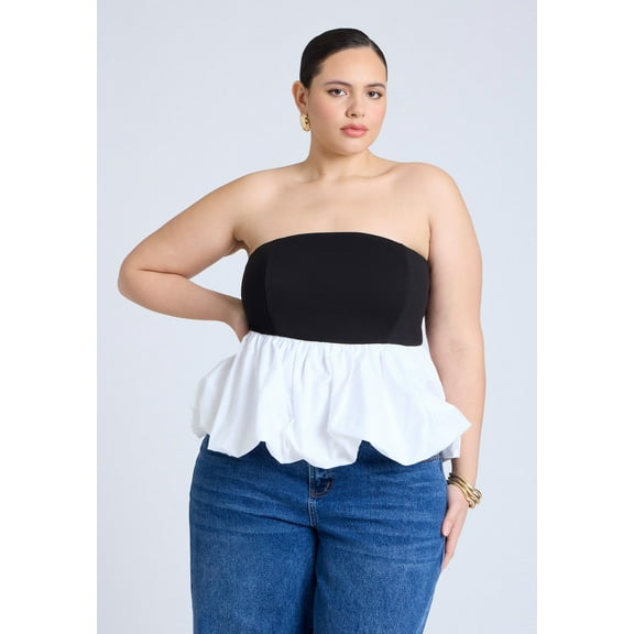 ELOQUII Women's Plus Size Peplum Tube Top