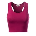 thumbnail image 3 of MixMatchy Women's Cotton Basic Sleeveless Racerback Sports Crop Tank Top, 3 of 4