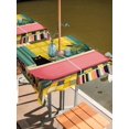 thumbnail image 2 of Outdoor Tablecloth with Umbrella Hole for Patio/Picnic/Party/Camping, Tropical Plants Waterproof Table Cloth Square Cover Washable, Vintage Palm Leaves Cat on Bathtub Pink (54"x 54"), 2 of 9