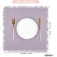 thumbnail image 2 of Wehilion 18 Pieces Cotton Linen Cloth Napkin Handmade Cloth Napkin with Fringe 17 x 17 Inch Soft Cloth Dinner Wedding Napkin Square Rustic Fringe Napkin for Dinners, Parties, Weddings, Lavender Purple, 2 of 7