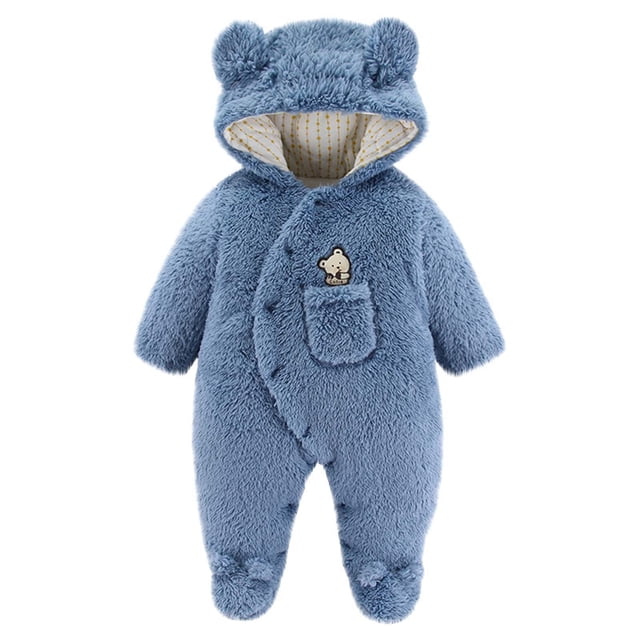 Bebé Oso De Dibujos Animados Canastilla Onesies Niñas Niños Ropa De Abrigo De Invierno Orejas De Animales Mamelucos En General Mono Con Capucha Odeerbi LM103-3225