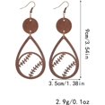 thumbnail image 2 of Sports Game Ball Football Basketball Wooden Leopard Print Drop Earrings for Women Round Baseball Soccer Volleyball Dangle Earrings Fans Players Holiday Jewelry, 2 of 6