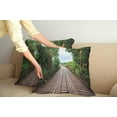 thumbnail image 3 of Ambesonne Tropical Throw Pillow Cover 2 Pack, Wooden Bridge Exotic, 24", Brown Green, 3 of 6