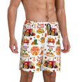 thumbnail image 2 of Balery Fall Farm Pumpkin Pantalones cortos de pijama de punto de algodón para hombre con cinturilla y bolsillos-Medium, 2 of 6