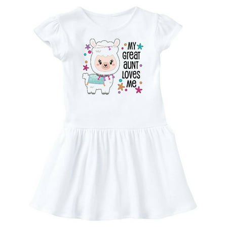 

Inktastic My Great Aunt Loves Me- cute and happy llama Gift Baby Girl Dress