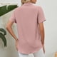 thumbnail image 4 of Camisa casual transpirable de manga corta de color puro con botones para mujer para trabajar, 4 of 7