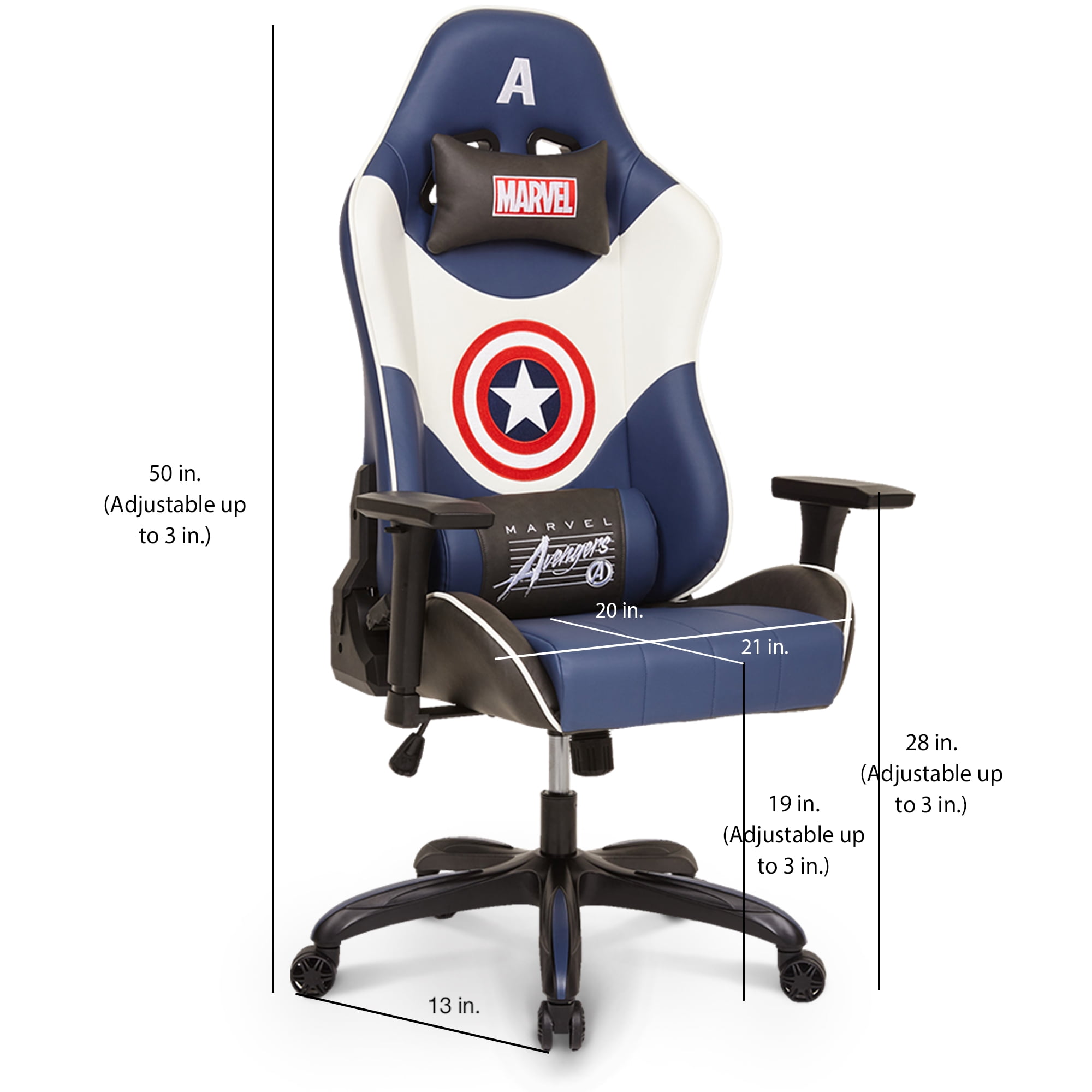 Licensed Marvel Premium Gaming Racing Chair Executive Office Desk Task Computer Home High Back 180 Reclining Headrest Ergonomic Lumbar
