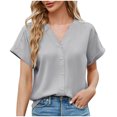 thumbnail image 1 of Eres Más Que una Camisa de Puntuación de Prueba con Cuello en V Algodón Hemstitch Patchwork Manga Corta Top Casual, Blusa Ligera de Verano para Uso Diario, 1 of 9