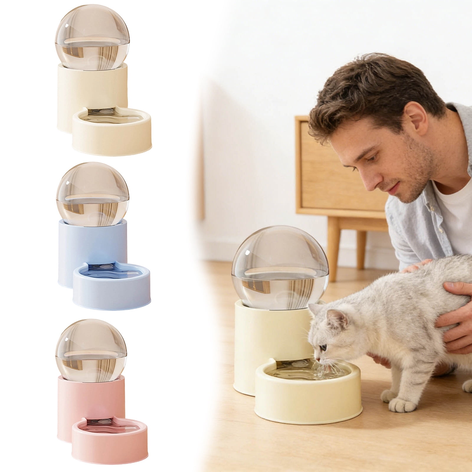 Gravity Pet Water Feeder for Dogs and Cats, Automatic Cat Dog Water and Feeder Dispenser Set for Cats Small Dogs Puppies Kittens Pets, Pet Supplies for Home and Travel (Waterer-Beige)