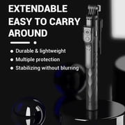 DJJD 68.9 Selfie Stick Tripod, 360° Rotation Travel Selfie Stick Remote Control and 1/4” Screw, Aluminum Phone Tripod Holder for Selfie, Recording, Vlogging (Black)