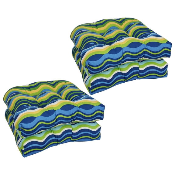 Blazing Needles 93184-4CH-OD-124 19 in. U-Shaped Dining Chair Cushions, Variations Poolside - Set of 4